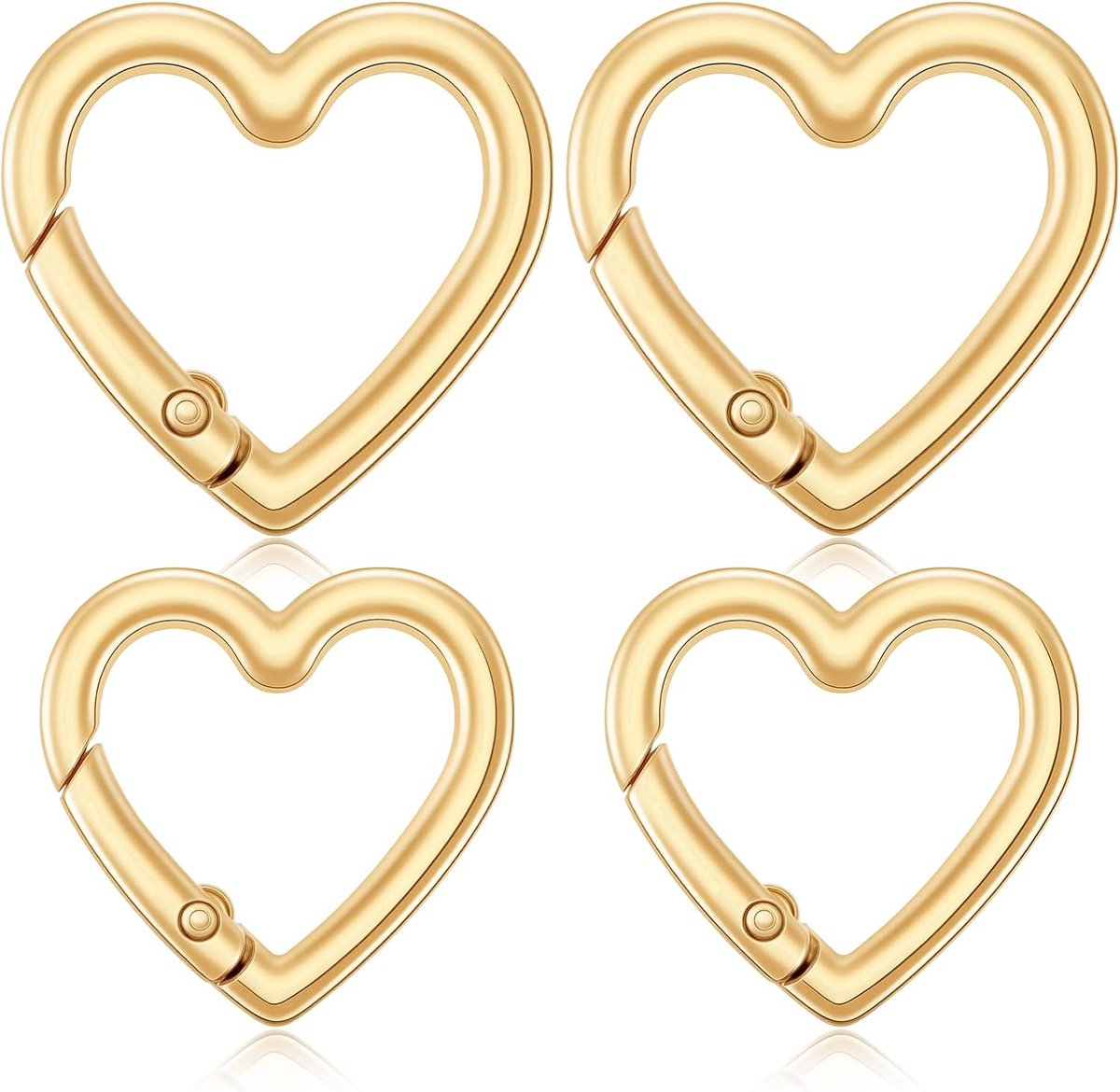 SnelShoppen - Set van 4 Hart Carabiner Haken Sleutelhangers - Kleine Hartvormige Carabiner Clips van Aluminium voor Rugzakken, Flessen, Kamperen, Viss