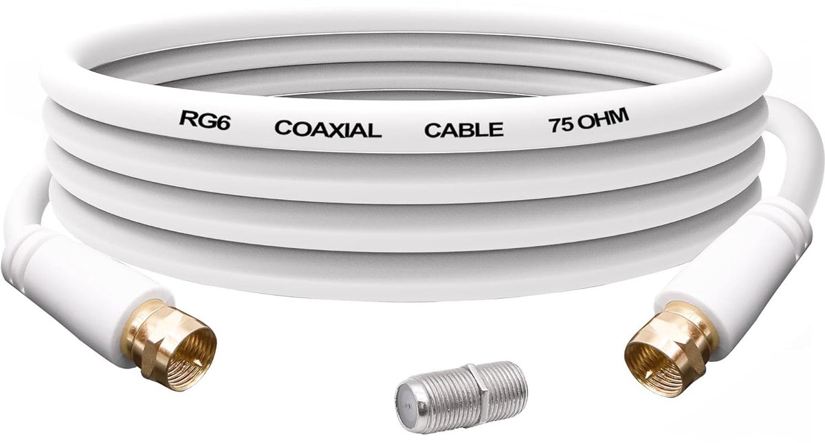 RG6 Coaxial Cable Type F Plug to Plug, TV Antenna, RG6 Coaxial Patch Adapter, Cable with F Connector, Gender Changer - ShopVlot