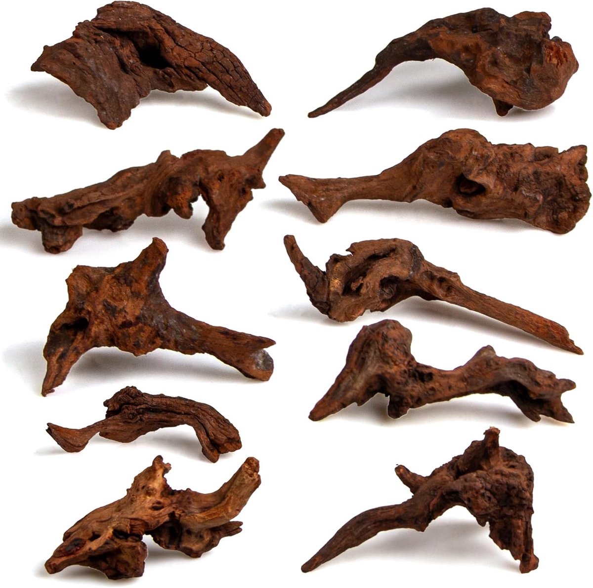 SnelShoppen - Natuurlijk Driftwood Kleine Aquarium Driftwood, 10-15 cm, Natuurlijk Gedraaide Takken, Laag Tannin, Perfect voor Garnalen/Betta en Nano