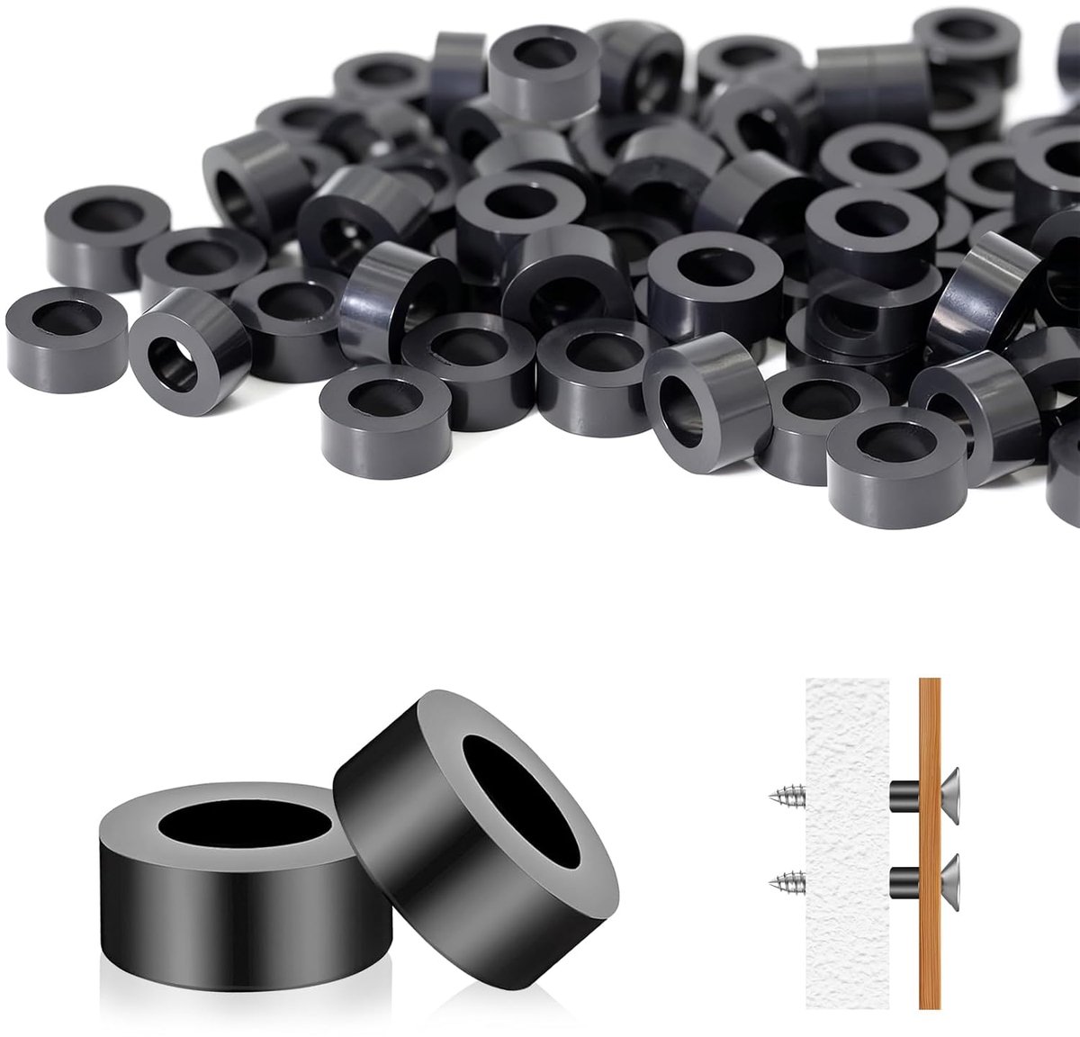 SnelShoppen - 200 stuks ABS Spacer Sleeves Kunststof M6 Isolatie Rubber Spacers Rond 11 x 5mm voor M6 Schroeven voor Circuitborden Scheiden van Metaal