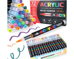 Acrylverfmarkers – Direct-vloeibare acrylmarkers – Waterdicht – 72 kleuren – Geschikt voor steen, glas, keramiek, canvas, papier, hout, metaal en…