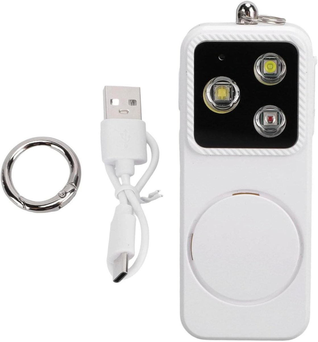 Persoonlijk Alarm - Noodsirene Sleutelhanger - Noodsituaties - 150 DB Luide Sirene - 500 mAh Batterij - Wit