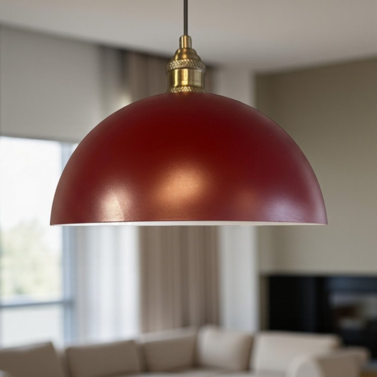 Bamyum Yimpi hanglamp, industriële Modern stijl, Ø30 cm, bordeaux metalen lamp