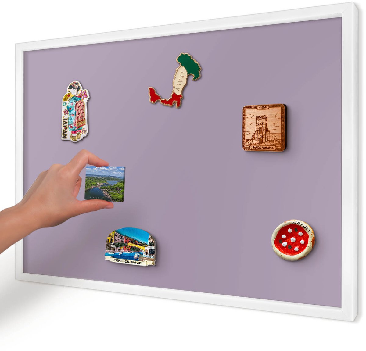 Artprintcave Paars Magneetbord mit Witte Lijst - 60x40 cm - Lila Paars Bord Voor Magneten - Minimalist Magnetisch Bord - Achtergronden En Patronen