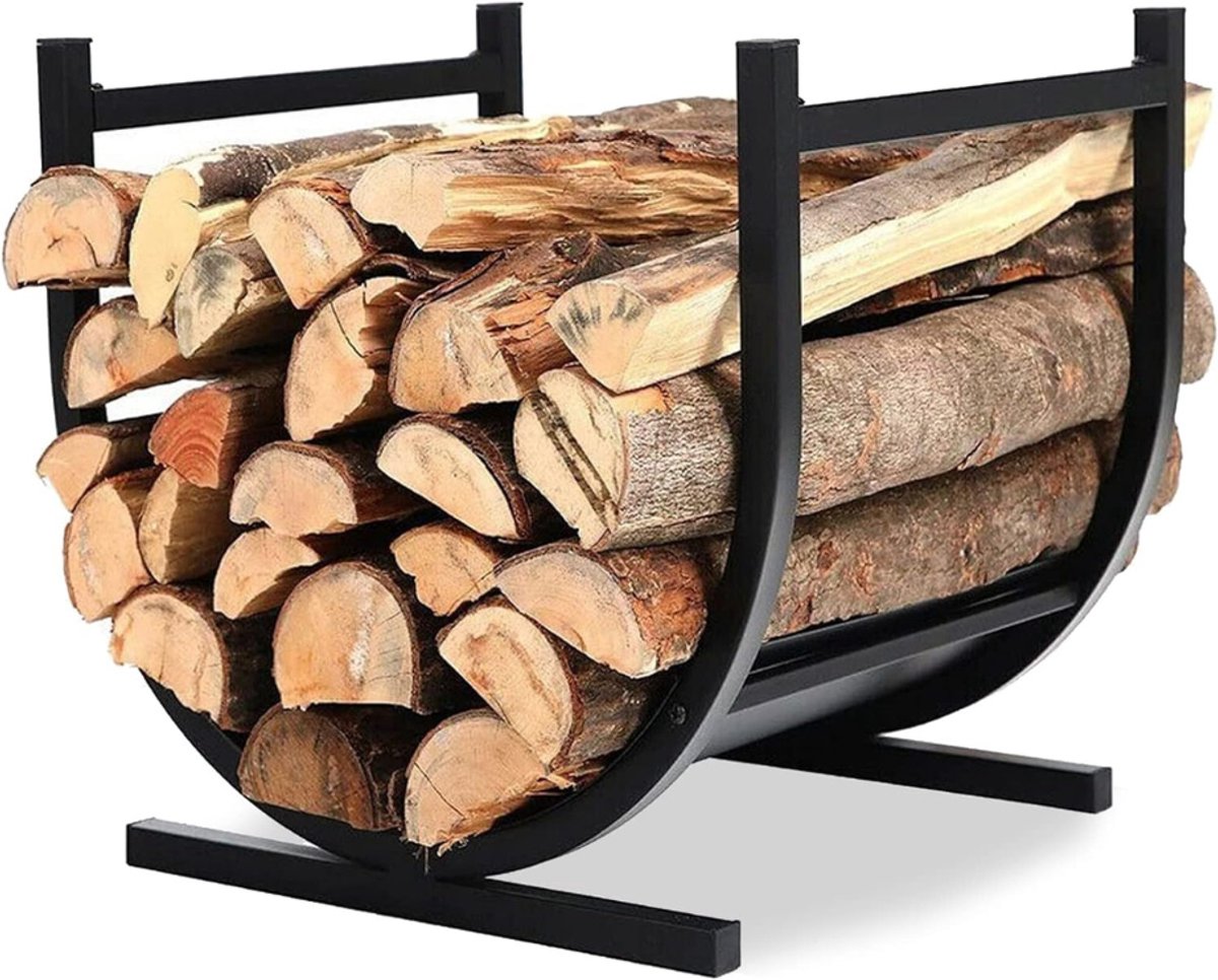 Zavio® Haardhoutrek Buiten - Houtopslagrek Outdoor - Droog Hout Opslaan -Zwart