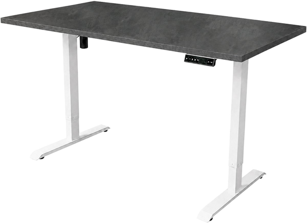 Sedero Elektrisch verstelbaar bureau - 160x80 cm - Single motor - Wit / Donker Marmer