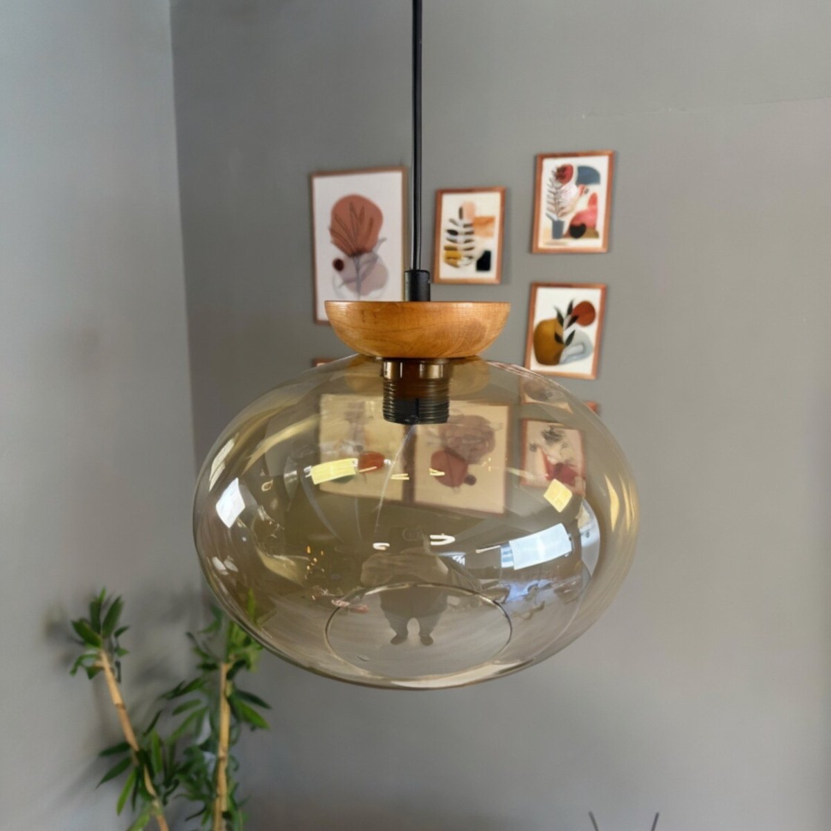 Bamyum Solvia hanglamp, industriële Modern stijl, Ø20 cm, honingkleur metalen lamp