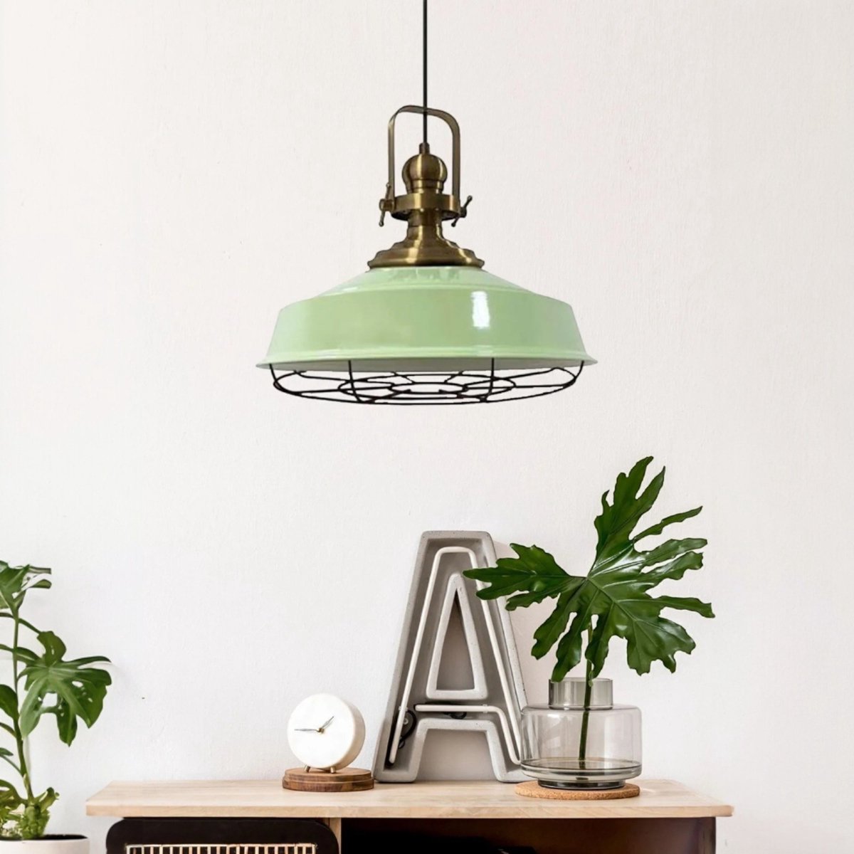 Bamyum Asletl hanglamp, industriële Modern stijl, Ø41 cm, groen metalen lamp
