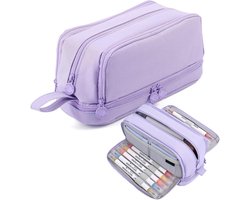 Pennenetui - 22*10*9.5 cm - Etui- Pennenzak voor jongens en meisjes - Etui met grote capaciteit - Canvas Esthetisch - wasbaar - horizontale opening - Geschikt voor studenten - etuis voor school – pennenzak - schoolspullen - Draagbaar - Paars