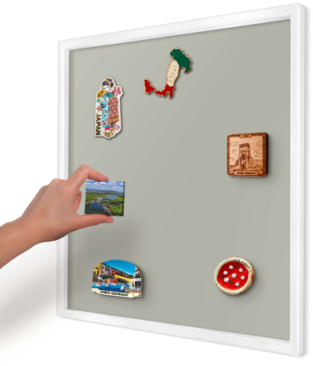 Artprintcave Groente Magneetbord mit Witte Lijst - 50x50 cm - Neutraal Grijs Magnetisch Bord Voor Magneten - Minimalist Wandbord Magnetisch - Achtergronden En Patronen