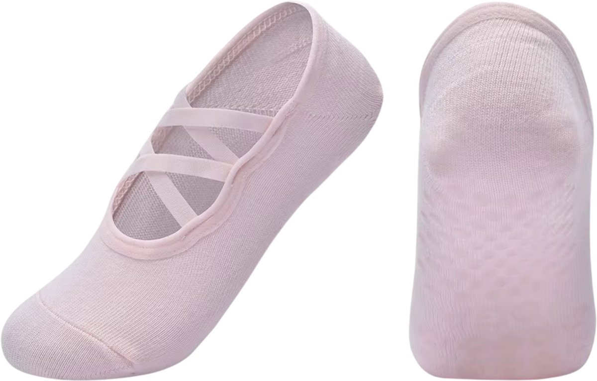 Pilates Sokken Dames Antislip – Grip Sokken van Katoen voor Yoga, Fitness, Ballet & Workout Backless -maat 35-40 - Roze