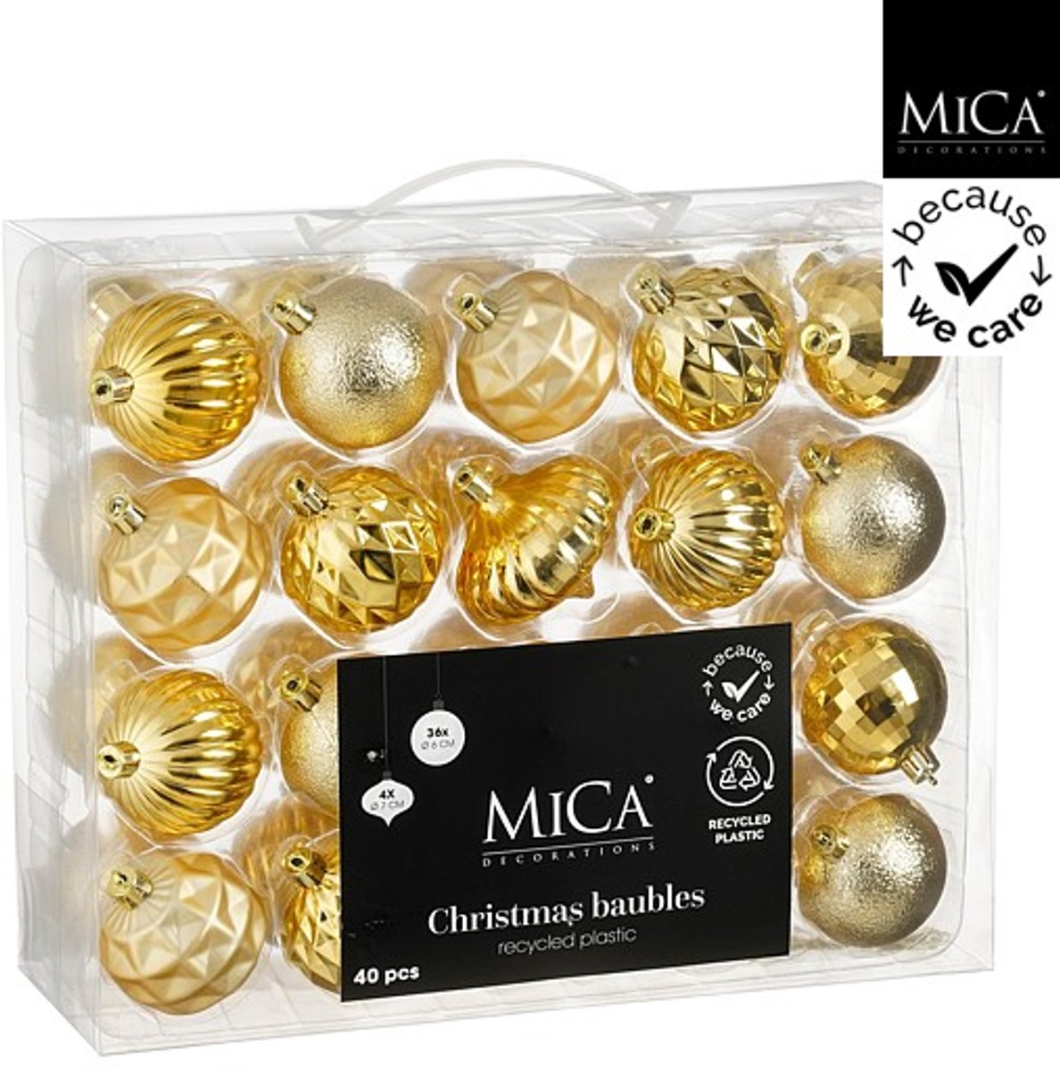 Bauble unbreakable gold 40 pieces - d6cm
