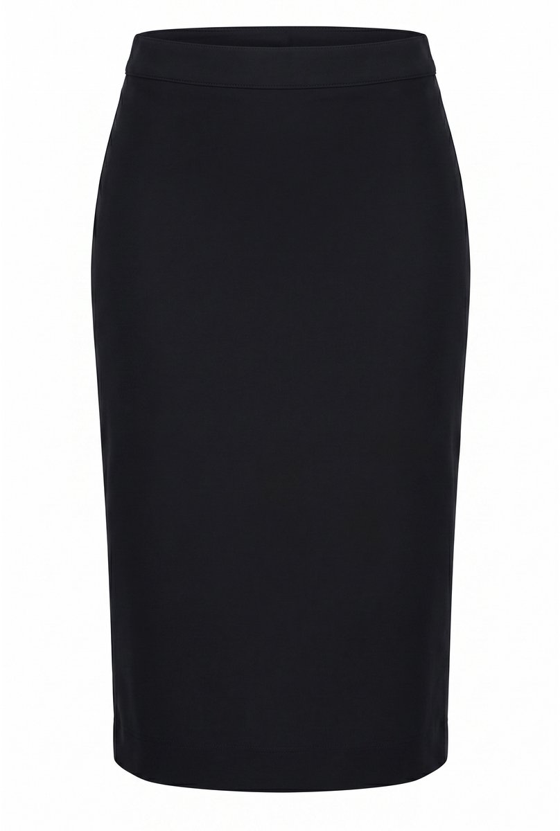 Ulla Popken - Dames - Midi-rok gebreide rok zoomsplit elastische band - Zwart - Maat 42+