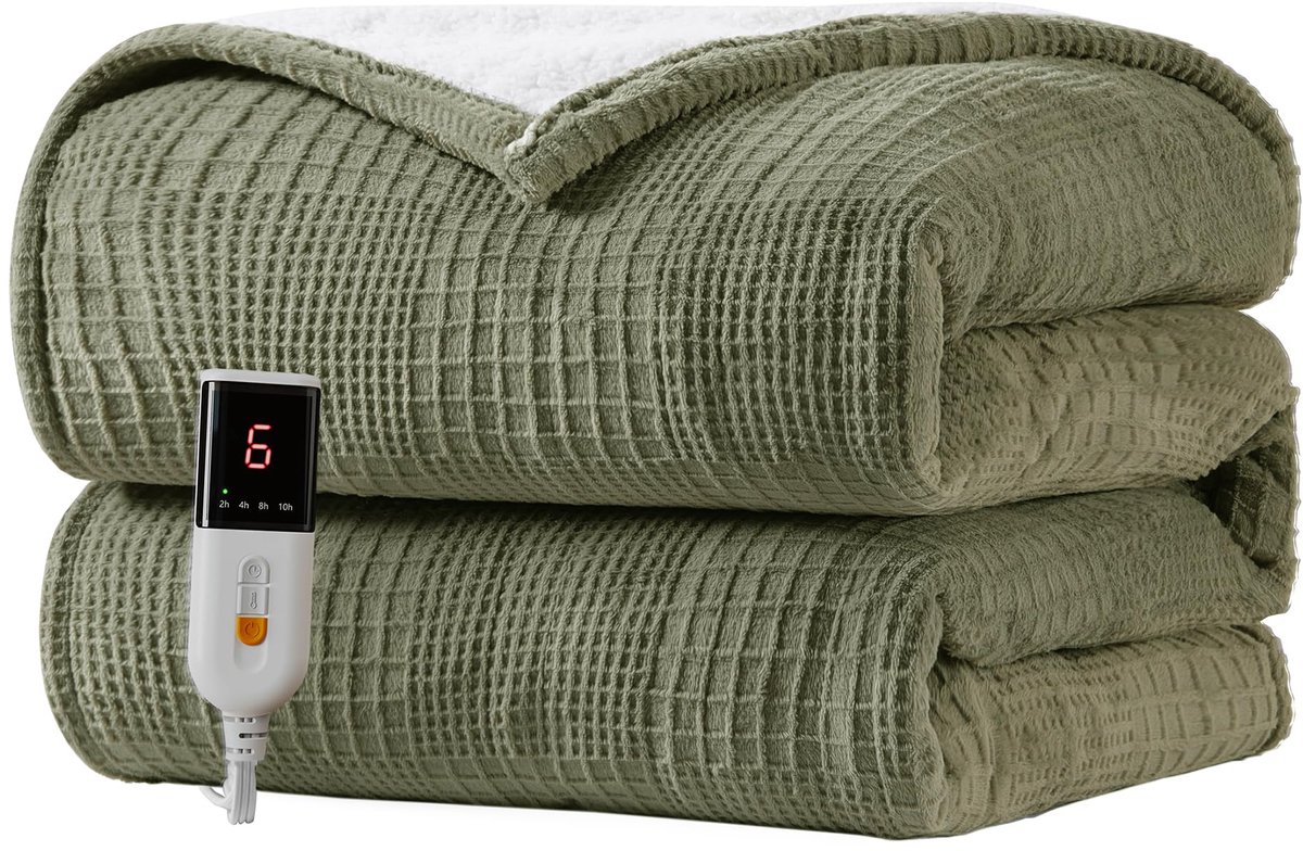 SnelShoppen - Texciting Elektrische Deken 150x200 cm - Verwarmde Deken met 9 Temperatuurstanden, 10 Uur Automatische Uitschakeling, Digitale Afstandsb