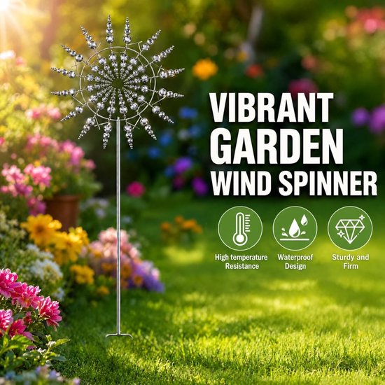 Unieke 3D Tuinwindmolen van Metaal 30 cm - 360° Kinetische Windmolen voor Tuin en Landschap — afbeelding 2