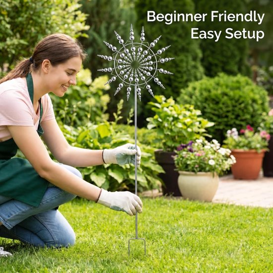 Unieke 3D Tuinwindmolen van Metaal 30 cm - 360° Kinetische Windmolen voor Tuin en Landschap — afbeelding 4