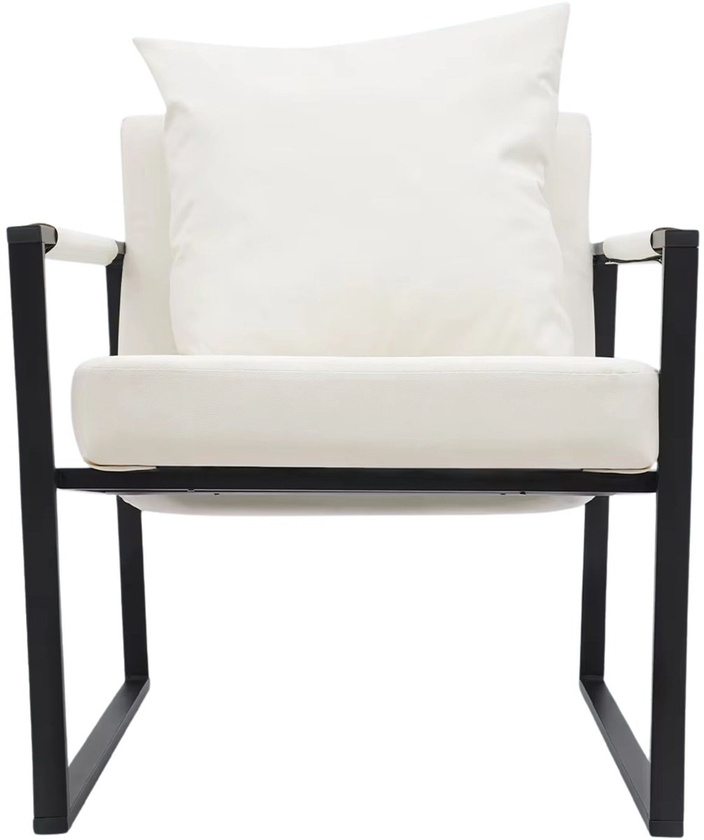 Happiq Fauteuil relaxstoel Wit - Nordic Lounge Design met Kussen en Beschermende Armleuningen, Geschikt - voor Woonkamer en Kantoor White