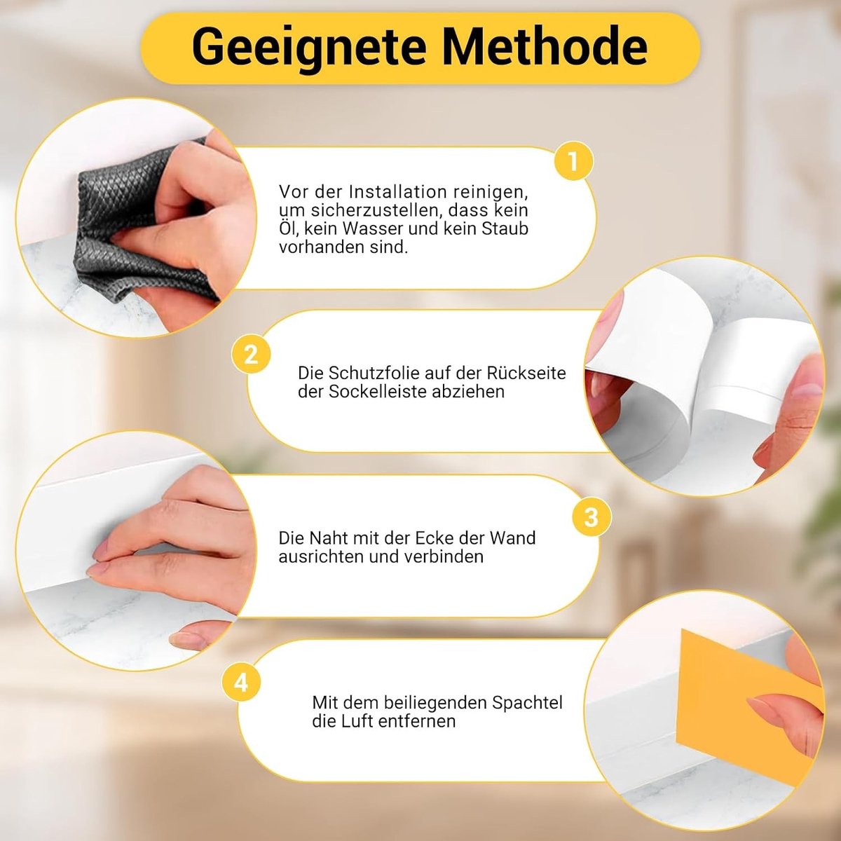 Zachte, flexibele en waterdichte plinten van 5 m voor keuken en badkamer - zelfklevend, 50 x 20 mm, eenvoudig te installeren en duurzaam