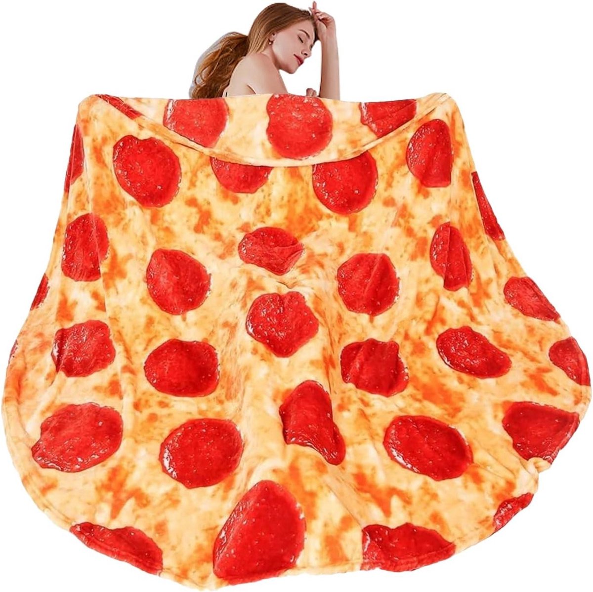 Pizzavormige Deken - Plaid Wikkeldeken - Gezelligheid Thuis - Uniek Eten Design - 180cm Diameter - Niet gespecificeerd