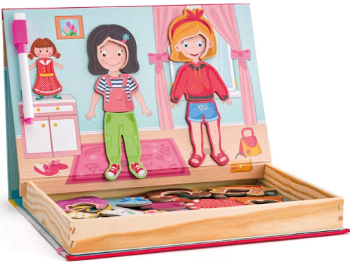 Woody box met magnetische vormen