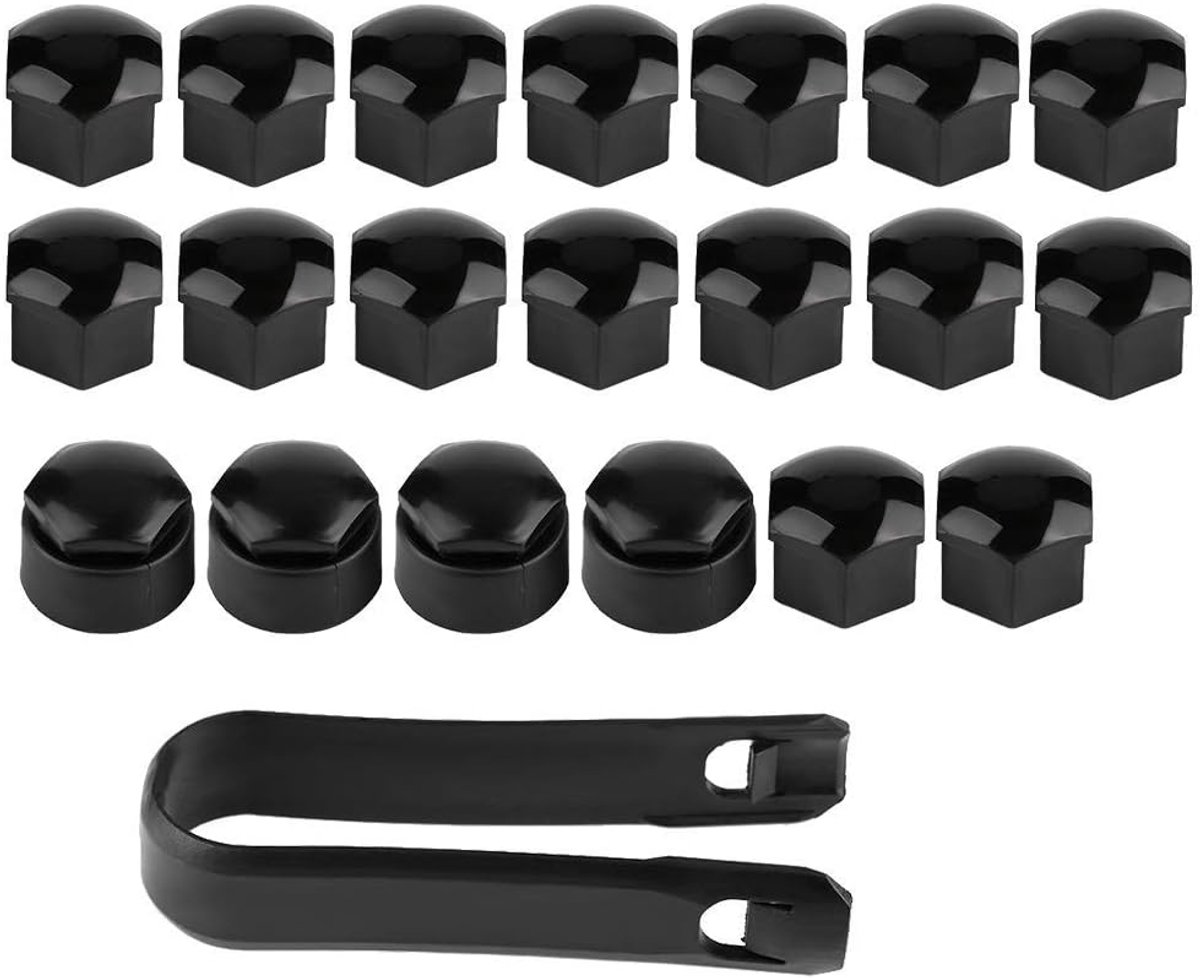 SnelShoppen - 20 Stuks 17mm Wielmoer Bescherming Antidiefstalkap voor Auto's - Hoogwaardige Nylon PA66 - Zwart - Geschikt voor de meeste Velgen