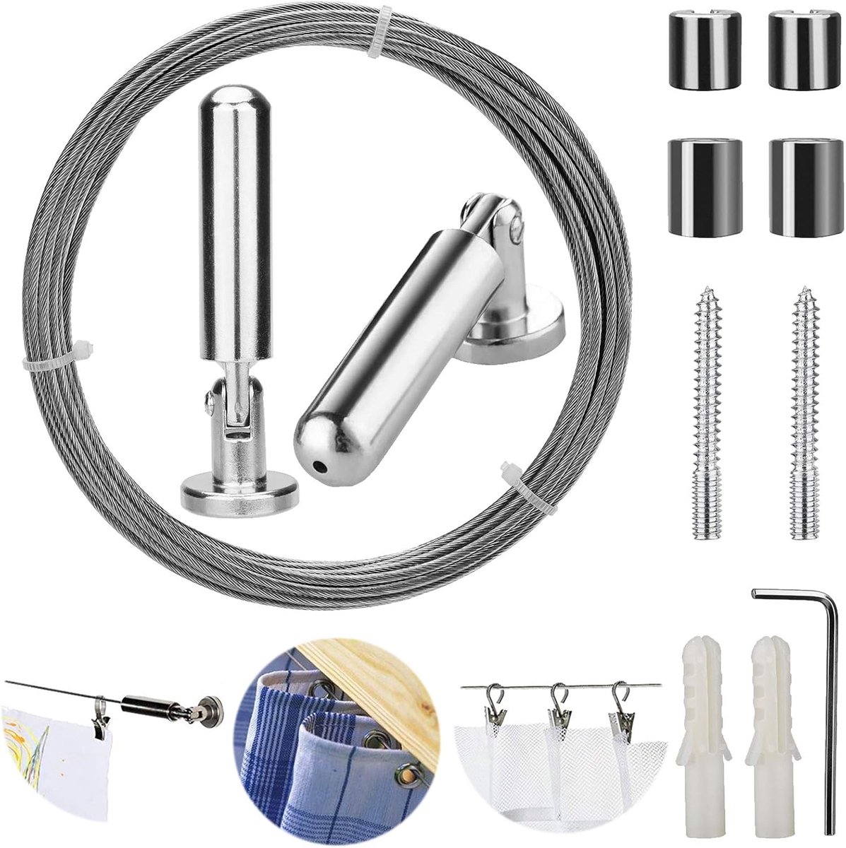 Pinowu Wall Mounted Curtain Threaded Rod Set for Art Display - ShopVlot