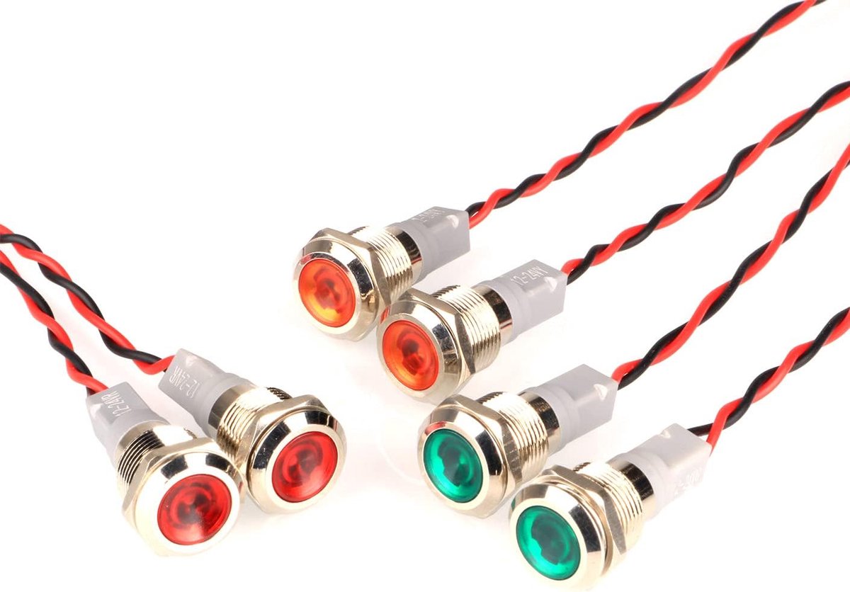 GUUZI 6pcs 220V-230V AC 12mm LED Panel Pilot Dash Warning Light Indicator Lamp Pilot Dash Lamps Directional - ShopVlot