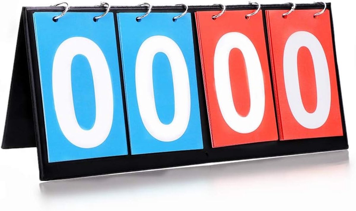 SnelShoppen - Draagbaar Scorebord, 4 Cijfer Flip Sport Scorebord voor Binnen en Buiten, Perfect voor Basketball, Voetbal, Badminton, Honkbal, Waterdic