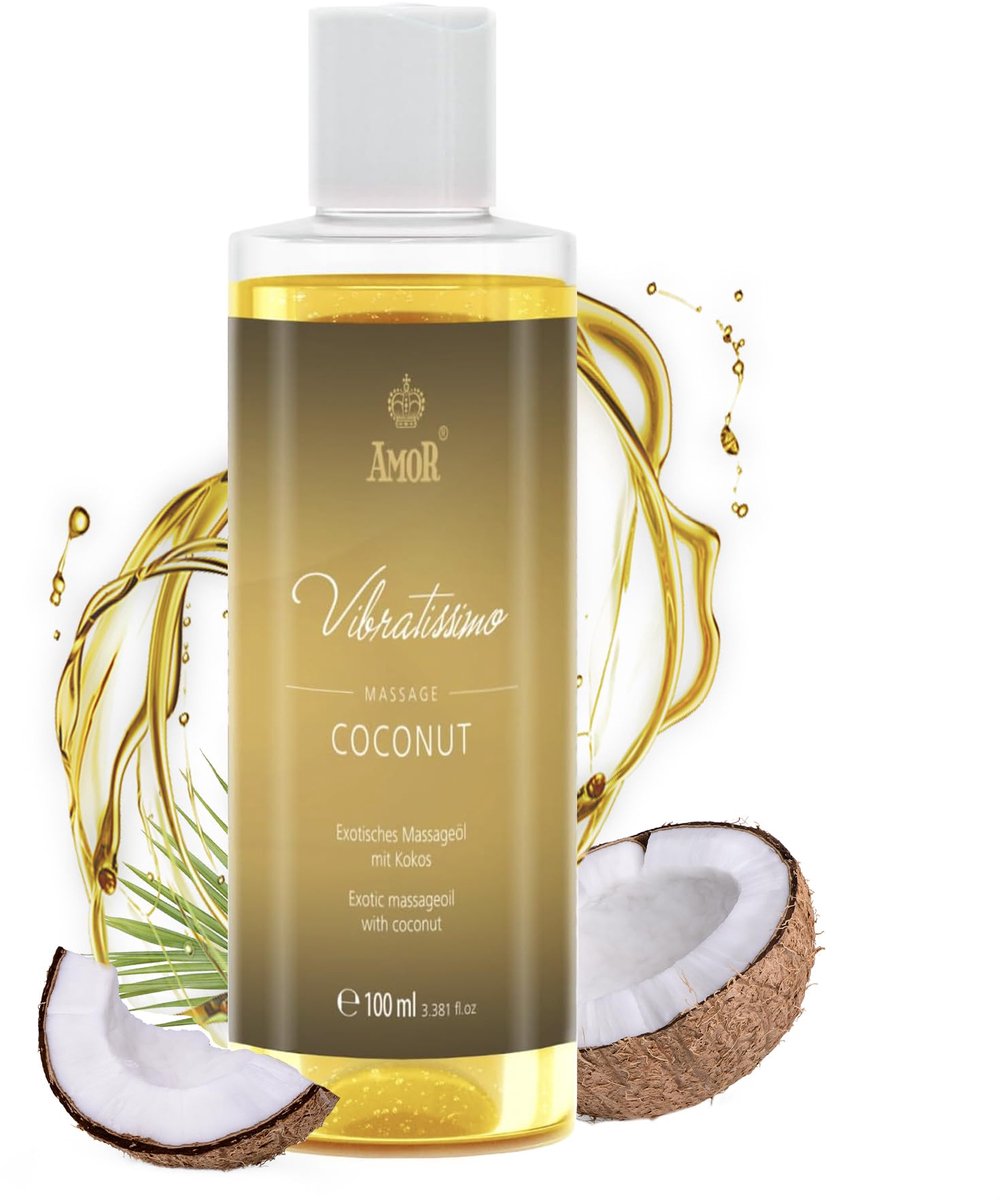 Vibratissimo 'Coconut': exotische massageolie met kokosnoot, liefdesolie, erotische olie, 100 ml