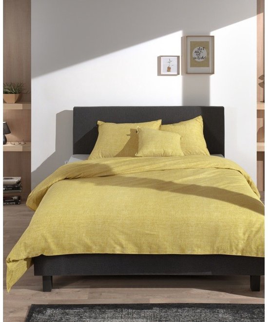Zohome Dekbedovertrek Lino - Effen Bedlinnen - 240x220 - Geel - Dekbedhoes van 100% Katoen van Zohome — afbeelding 4