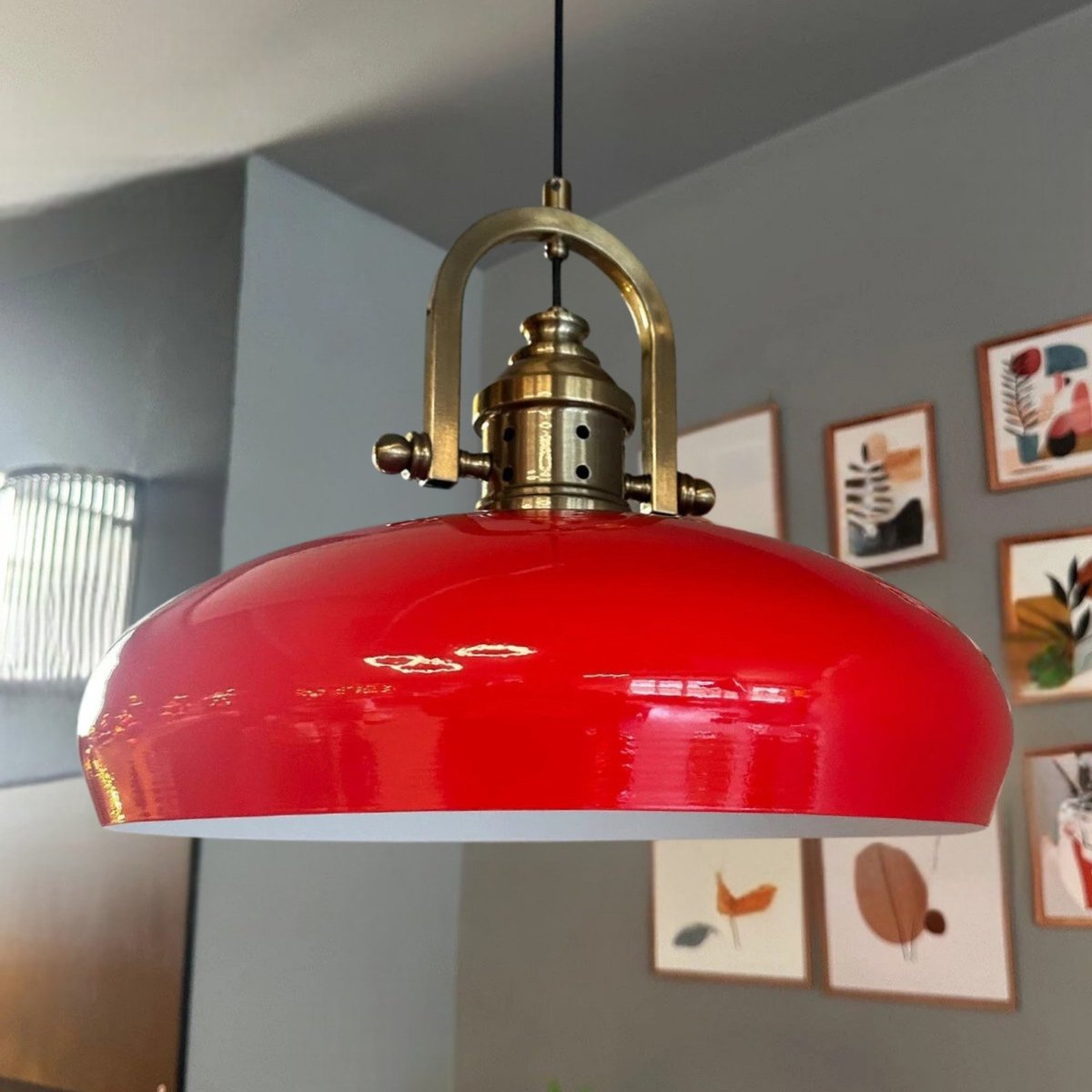 Bamyum Androa hanglamp, industriële Modern stijl, Ø40 cm, rood metalen lamp