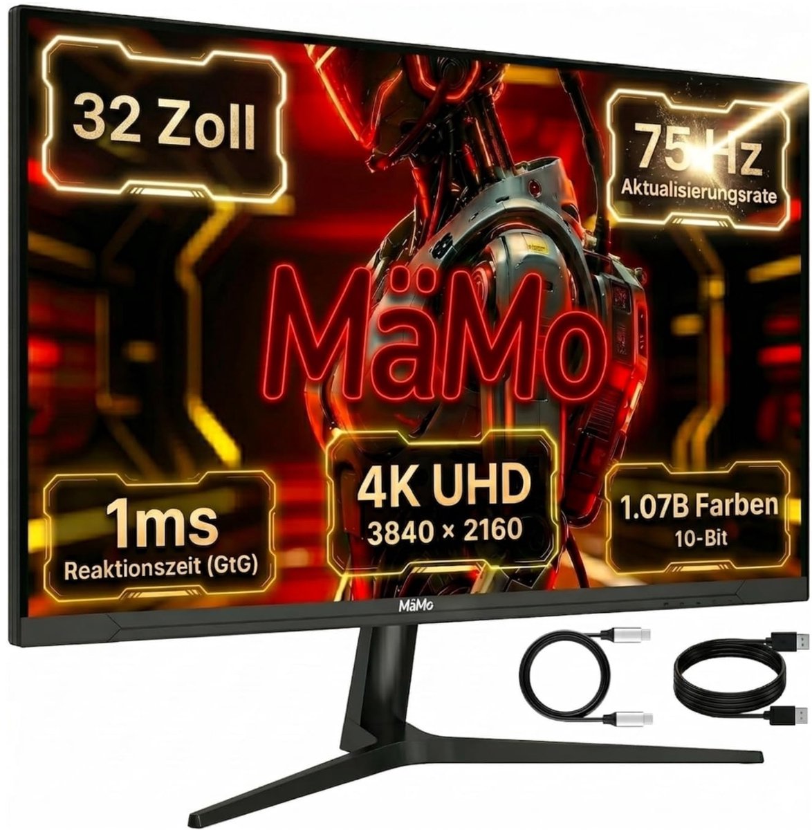SnelShoppen - Gaming Monitor 32 Inch 4K IPS 75Hz met 65W USB-C Aansluiting voor PC, Laptop en Console Gaming