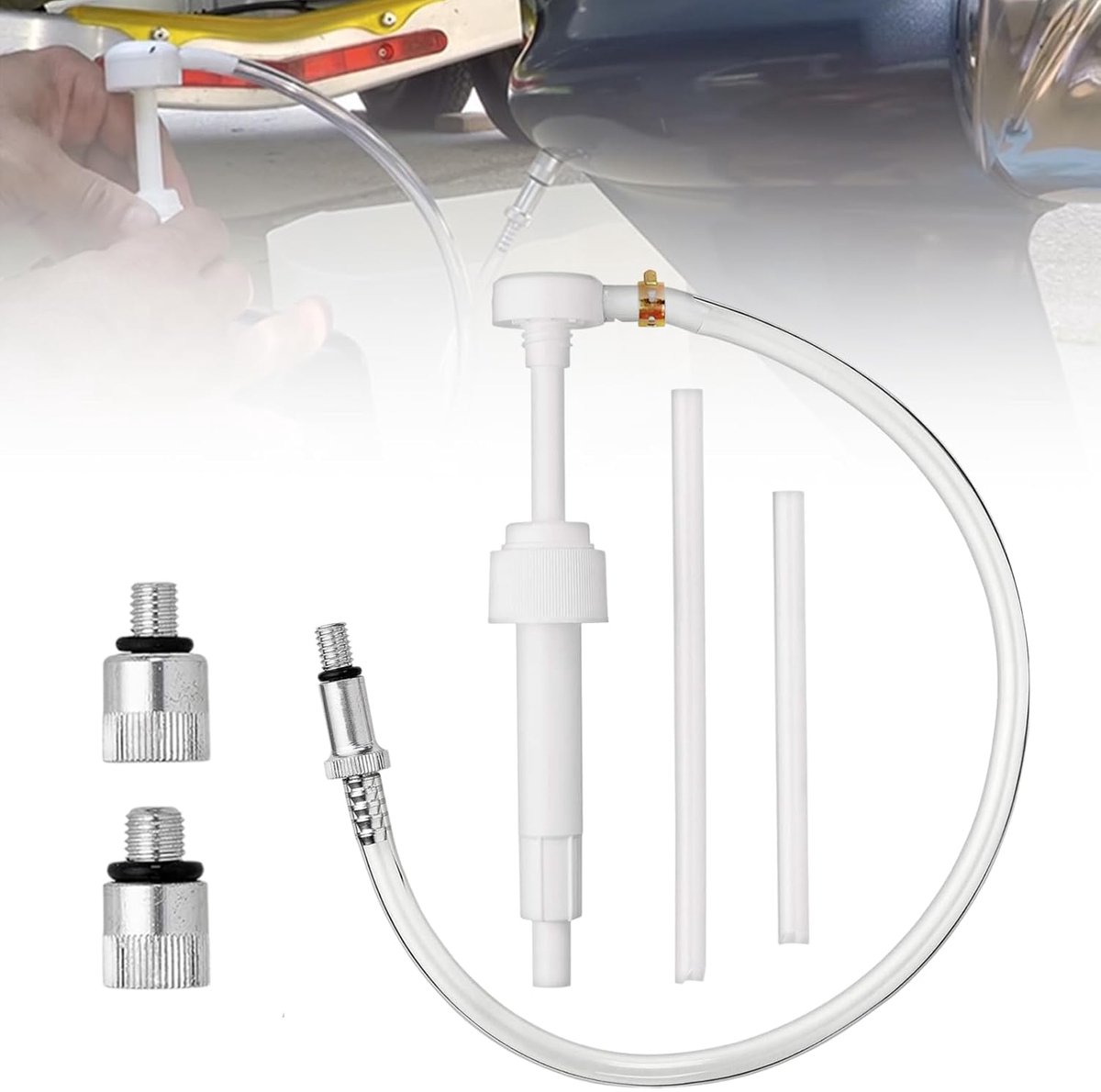 SnelShoppen - Transmission Support Unit, 8cc Handpomp, Oliepomp, Marine Buitenboordmotor, Inclusief 96.5cm Metalen Wervel en 2 Adapters voor Efficiënt