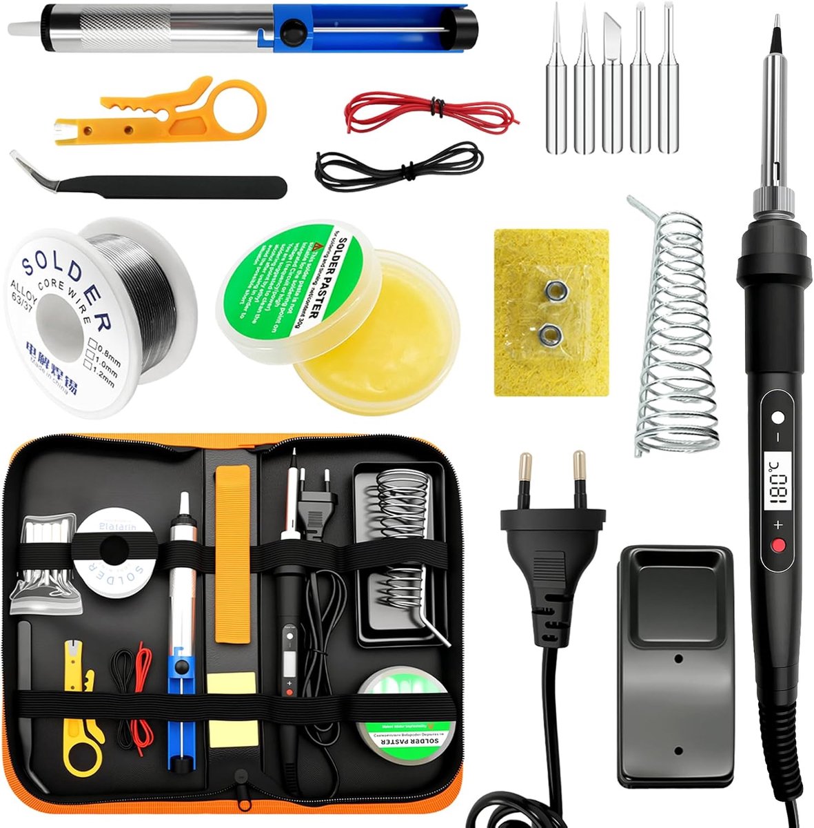Soldering Iron Set 100 W - LCD Temperatuurregeling - 16 in 1 Set - Ideaal voor Elektronica - SnelShoppen