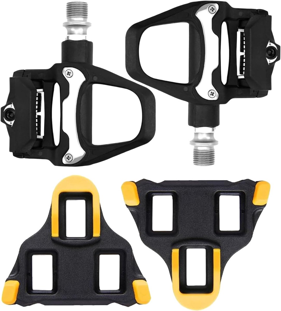 1 Pair of Foot Pegs, Road Bike Snap Pedals, Aluminium Black with Non-Slip Tabs, SPD Bicycle Pedals, Compatible with - ShopVlot