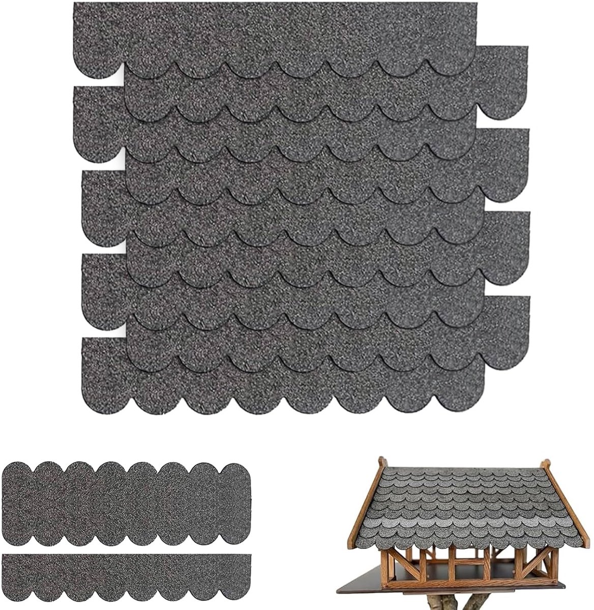 53 Self Adhesive Bitumen Roof Tiles, Mini Roof Tiles for Garden House, Bird Hutch, Mailbox, Dog House - ShopVlot