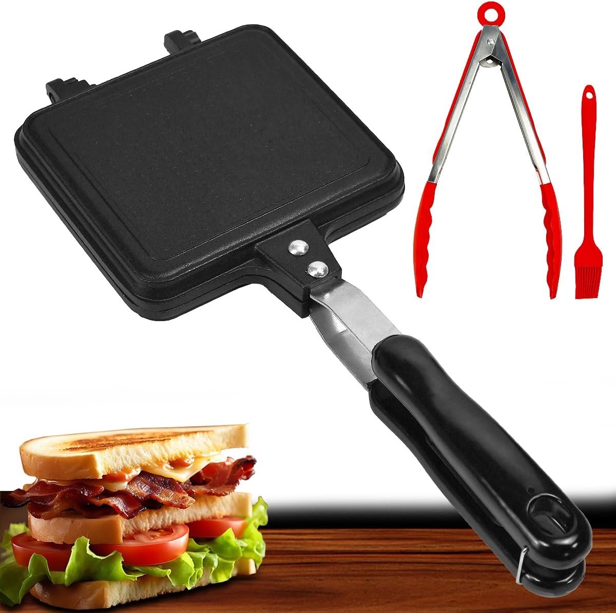 Dubbelzijdige Pan 35 x 15 cm - Aluminium + Bakelite - Warmtebestendige Handgreep - Ideaal voor Camping - ShopVlot
