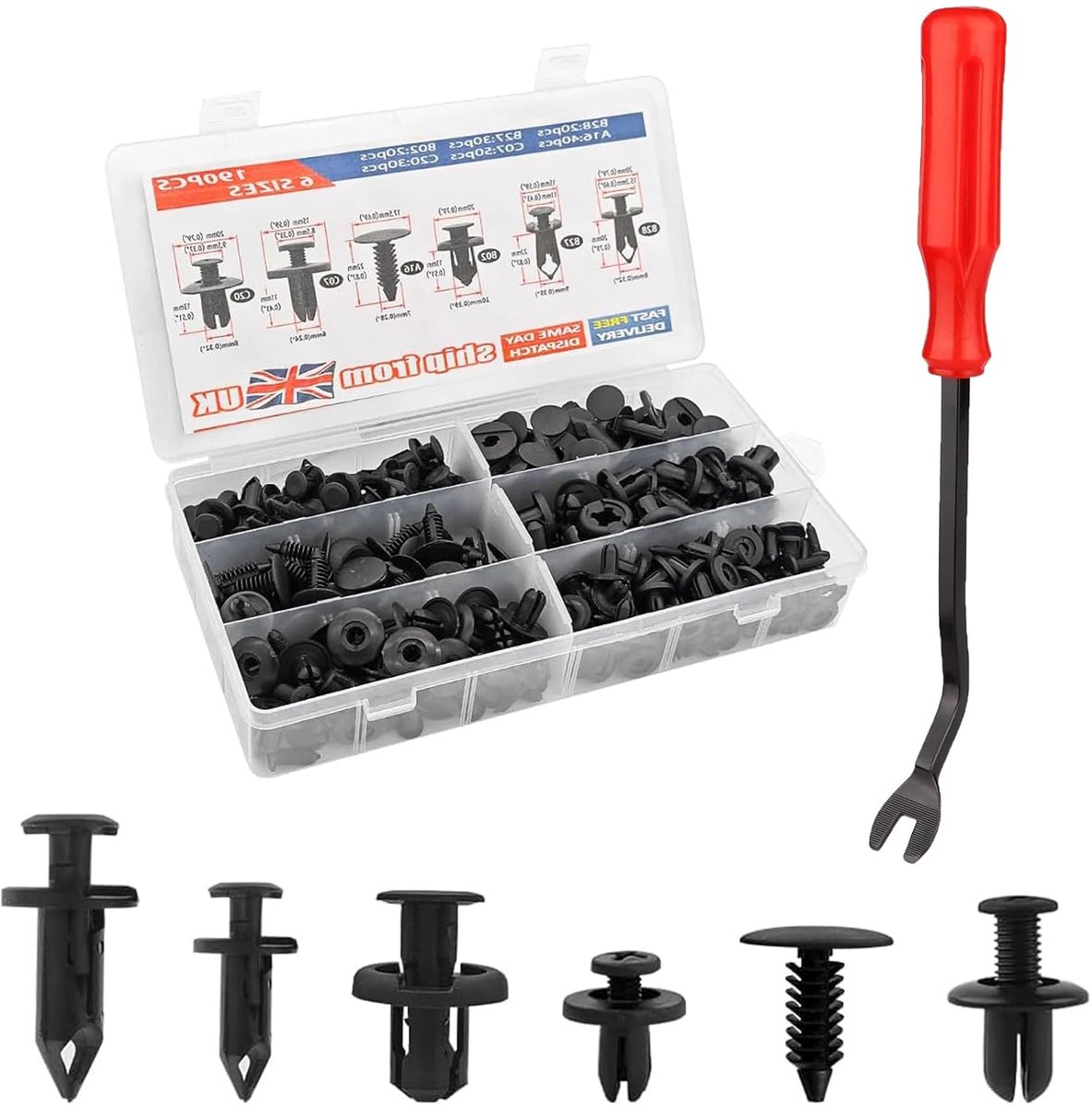 Set of 190 pieces Car Fixing Clips, Door Trim Clips with Disassembly Tool Bumpers, Plastic Clips, Plastic Spreader - ShopVlot