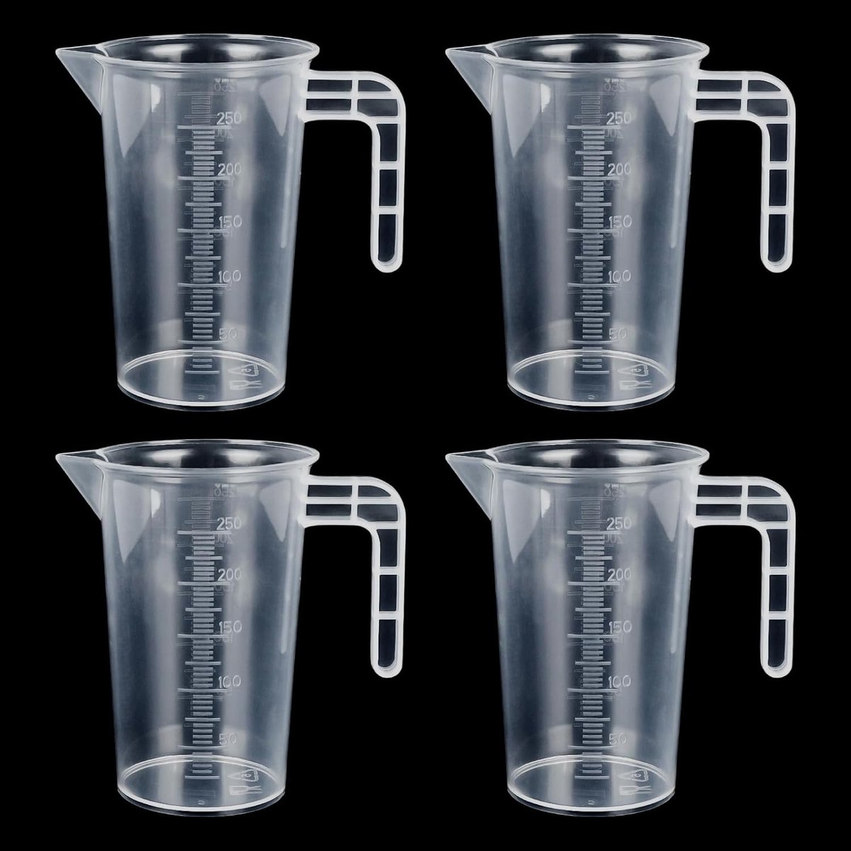 Yaunming 4 stuks maatbekers 250 ml, mixbeker, cocktailmaatbeker, hittebestendig PP-kunststof, V-vormige lekvrije - ShopVlot