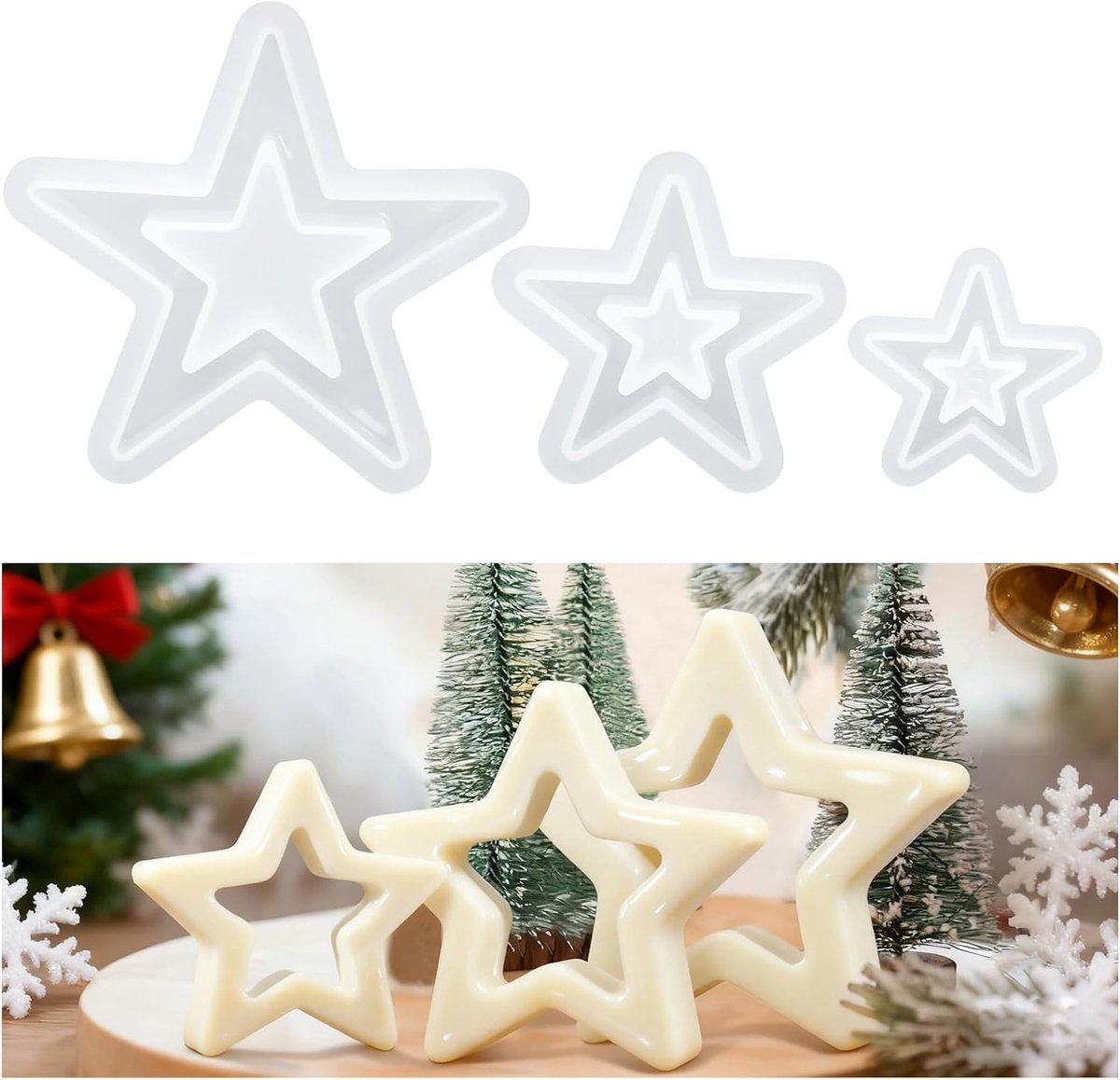 SnelShoppen - Silicone Mallen Kerstvormen voor Bakken, 6 Delige Mallen in Diverse Vormen, Flexibele en Duurzame Silicone, Perfect voor Kerstdecoraties