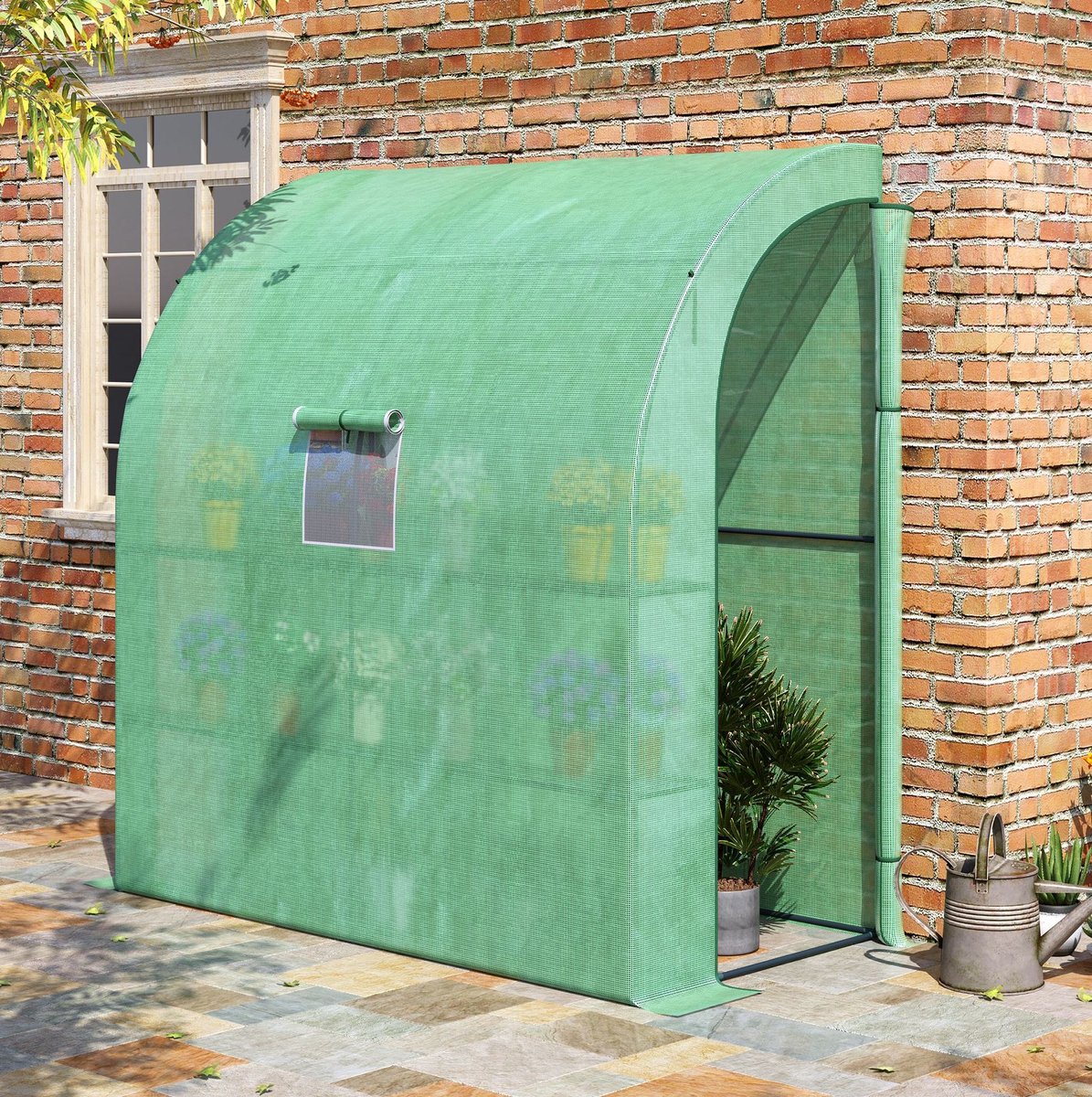 COVREO Foliekas 200 x 100 x 215 cm groen, staal en PE met 2 deuren