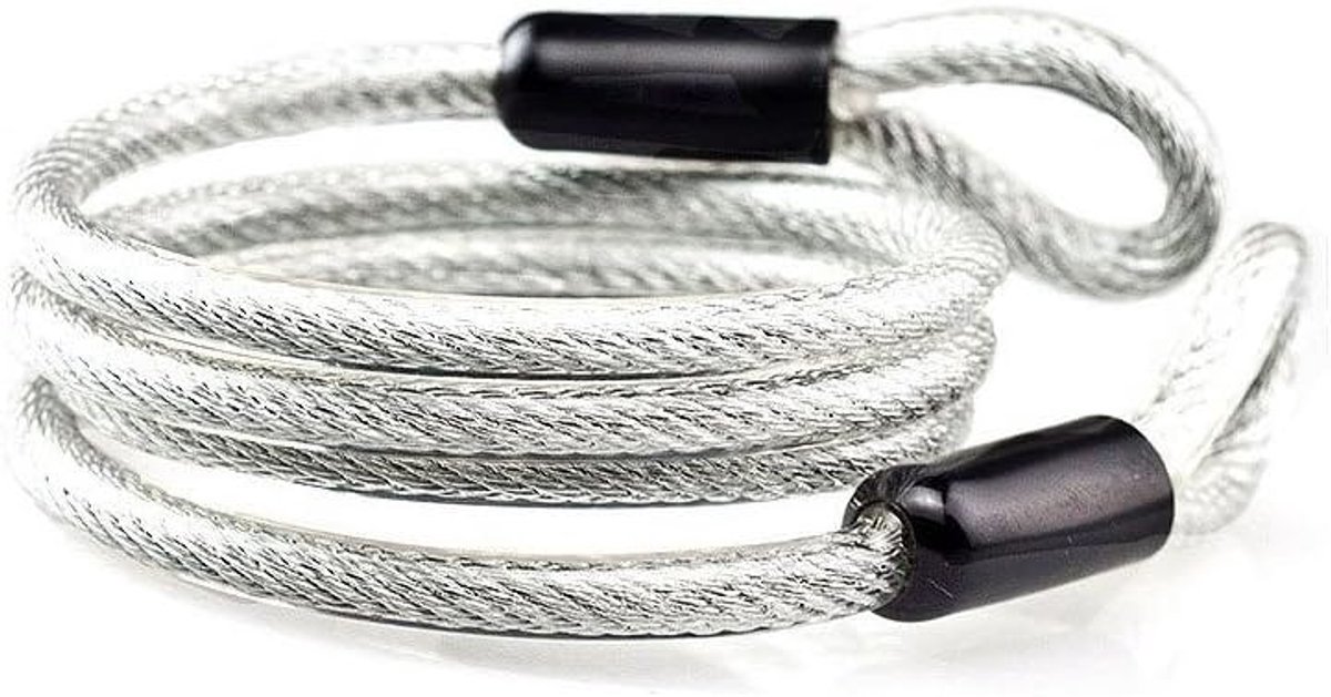 SnelShoppen - Aspen Staalkabel met Lussen Flex 1 m (Zilver) - Hoogwaardige PVC Gecoate Kabel voor Beugels en Hangsloten, Flexibel en Lichtgewicht, 2.5