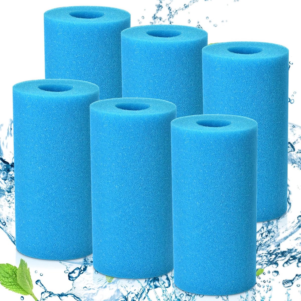 SnelShoppen - 6 Stuks Filter Spons Type A, Sponsfilter, Foam Poolfilter, Herbruikbare Poolfilter, Ideaal voor Zwembad, Aquarium, Spa, Onderhoudsarm
