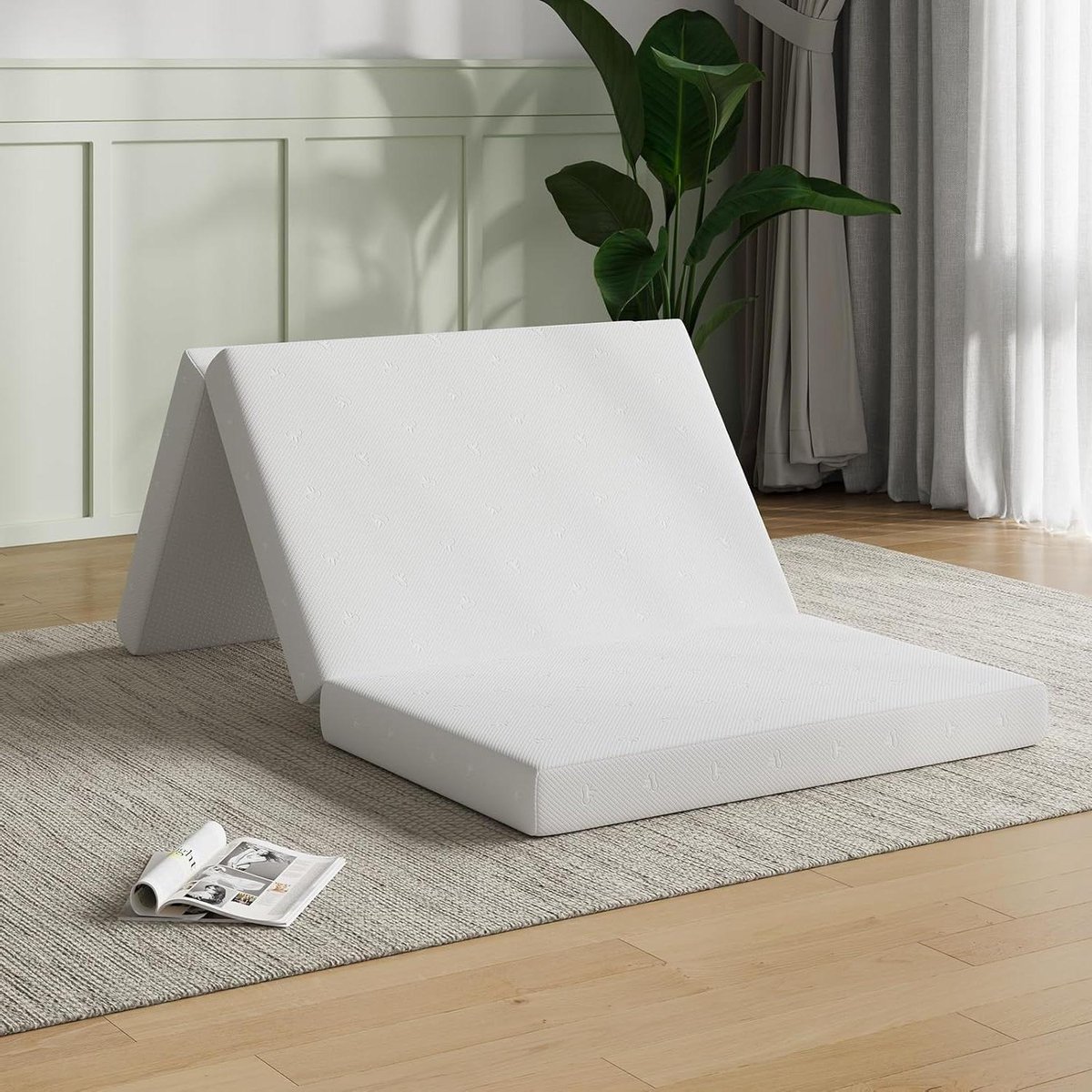 Vouwmatras - Opvouwbaar matras Gastenmatras - Logeren en slapen - 102 cm traagschuim - 190 x 90 cm - Wit