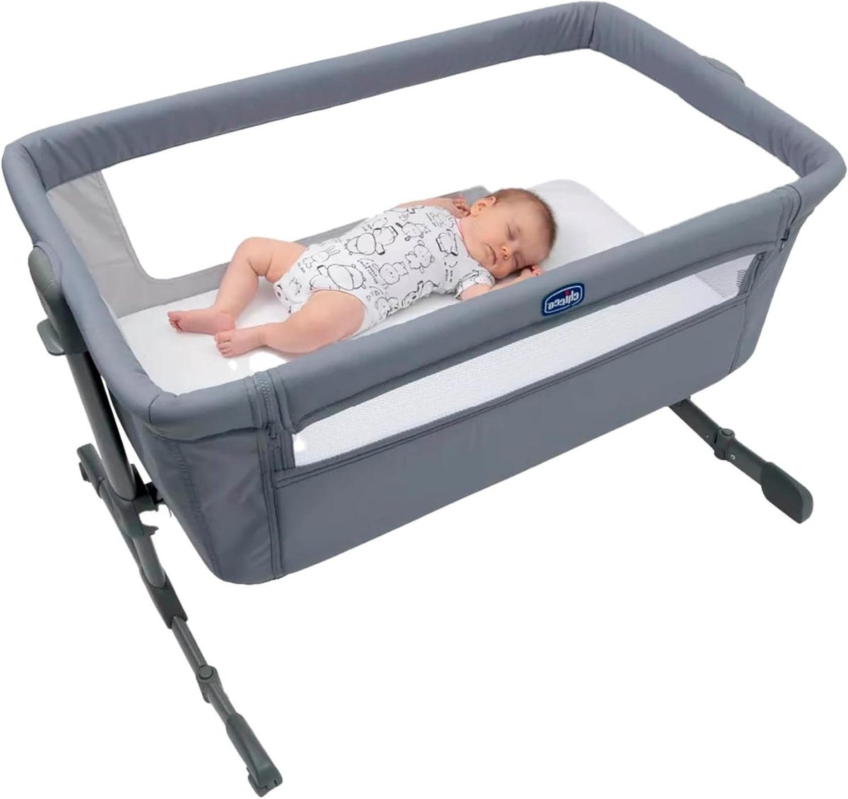 Baby wieg - Co-sleeper - Slapen met baby - Verstelbare hoogte - 98.5 x 70.5 cm - Grijs