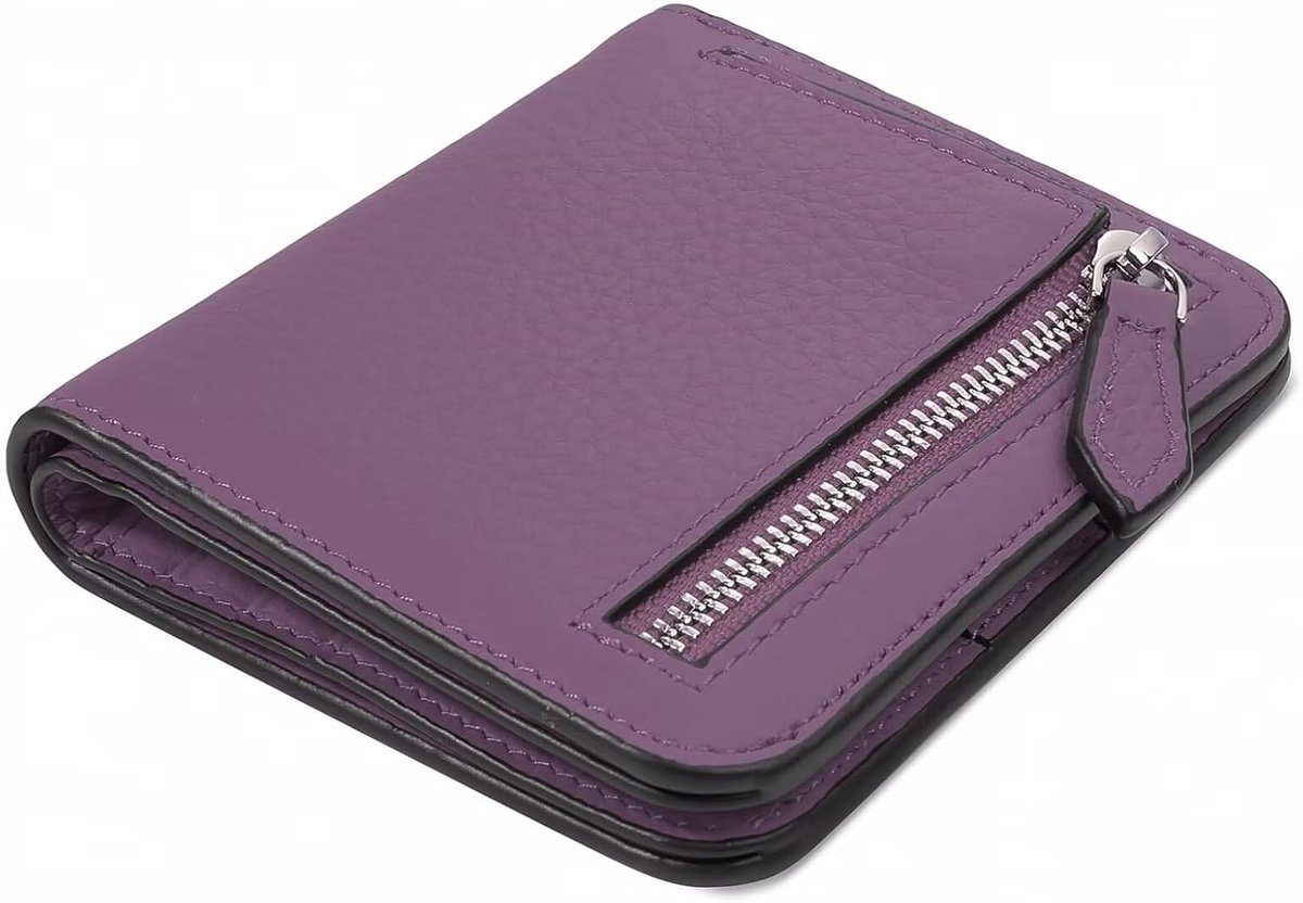 Small Purses for Women RFID Blocking Bifold Soft Leather Wallet Credit Card Holders with Zip Mens Mini Coin Pocket Wallets Money Organisers Case for Travel Gift Minimalist Purple