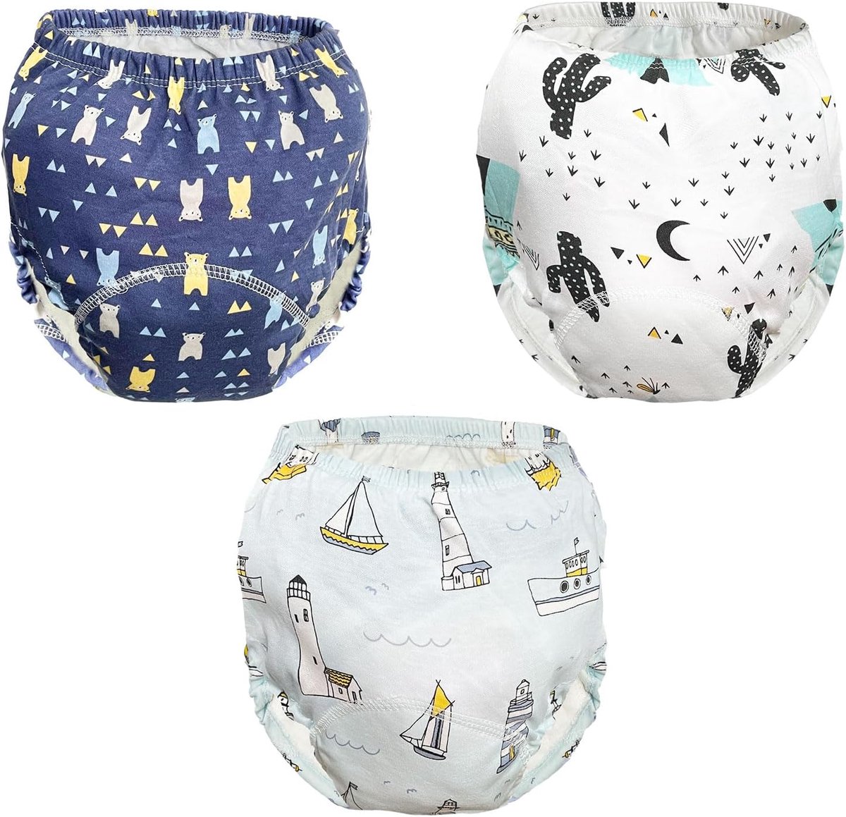3 stuks babytrainingsbroeken voor baby's en peuters, trainingsbroek, schattige patronen, herbruikbare potjes-trainingsbroek voor jongens en meisjes