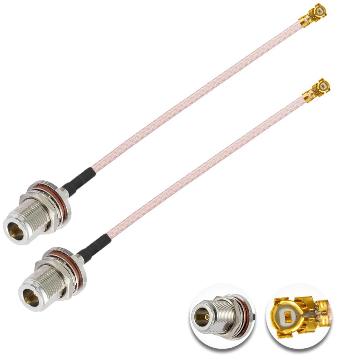 2PCS U.F.L1 naar N Type Vrouwelijke Coaxiale Kabel met Laag Verlies 2" /5CM RG178 Coaxiale Pigtail Kabel voor Draadloze Routers Mini PCIE Netwerkkaarten PCI Wi-Fi WAN Repeater