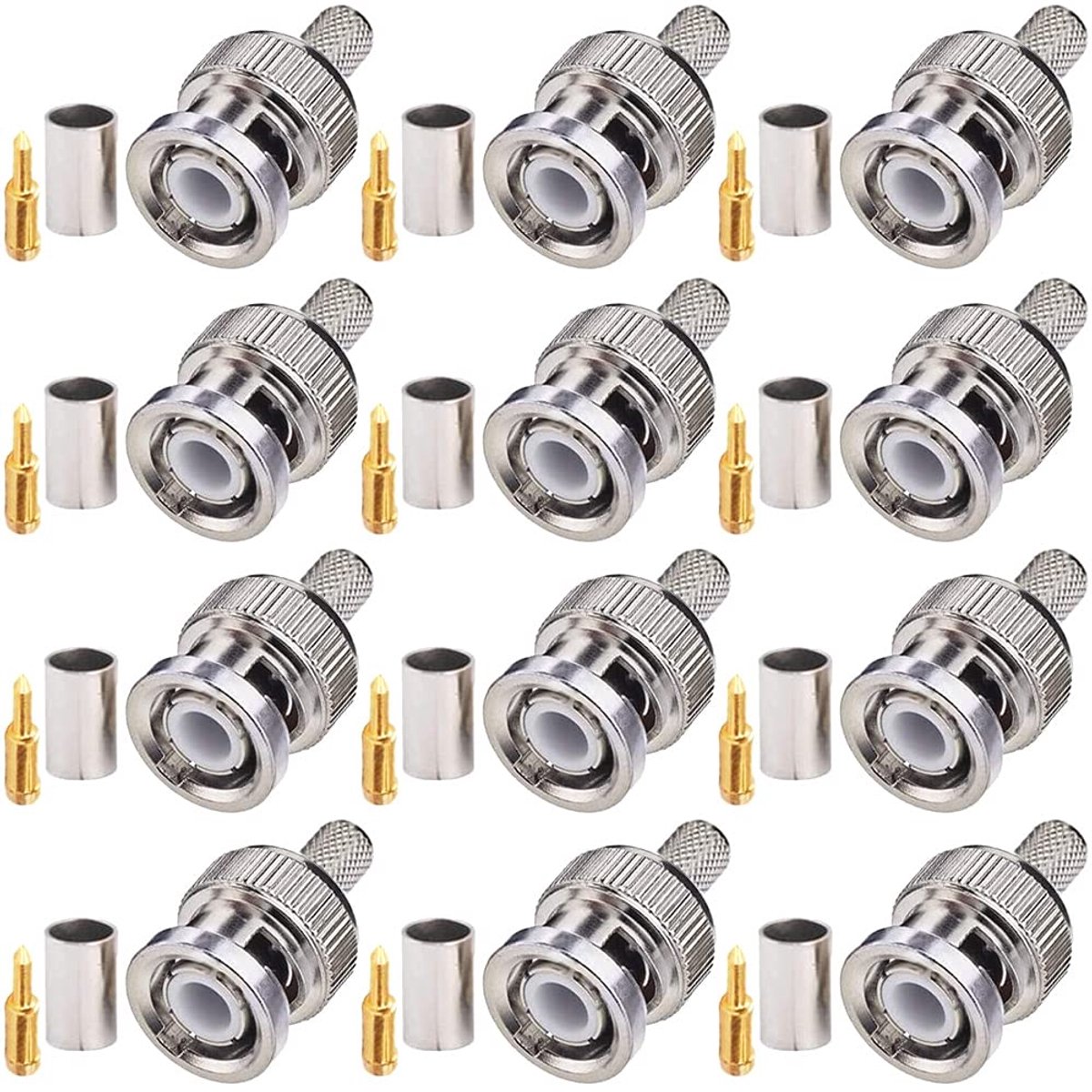 12 st BNC-krimp mannelijke connector voor RG59, RG8-kabel