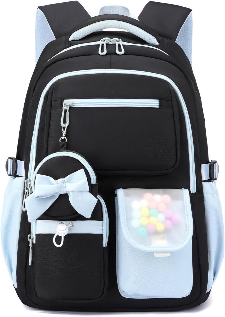 Schoolrugzak voor meisjes, rugzak, tieners, 30 liter, waterdichte schooltas voor meisjes, 3-9e klas met laptopvak en trolleyriem, schooltas voor school, reizen, vrije tijd